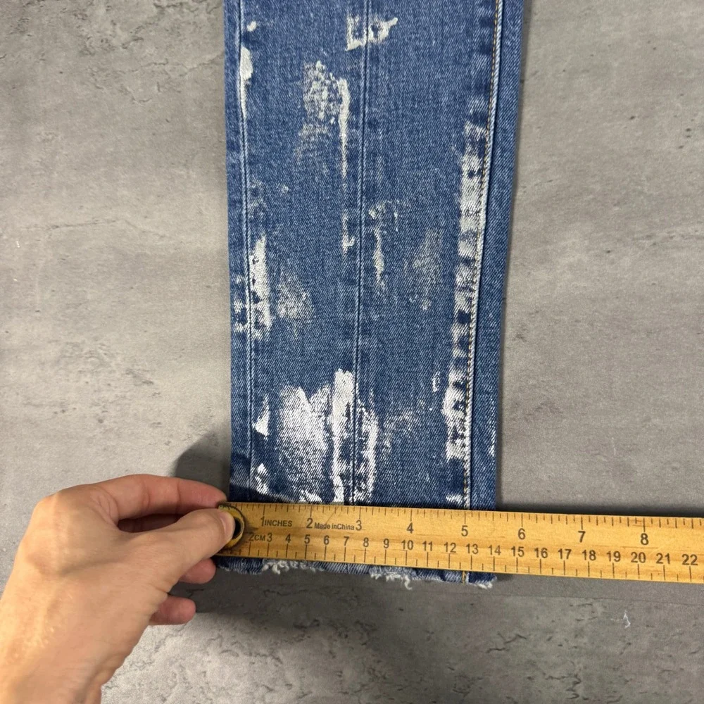 Purple Brand P001 Skinny Jeans Mens 28 Blue Metallic Paint Splatter Distressed